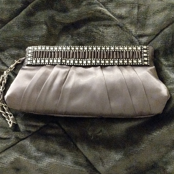 Roberto Vianni Handbags - Chic Satin Clutch with Rhinestone Detail